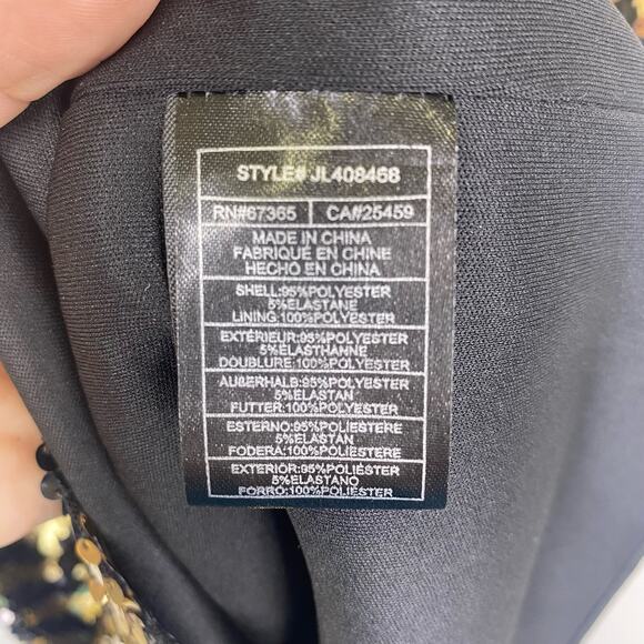 Betsy Johnson Tigress Sequin Cocktail Mini Dress Gold Black Party Holiday Sz M - Picture 10 of 13